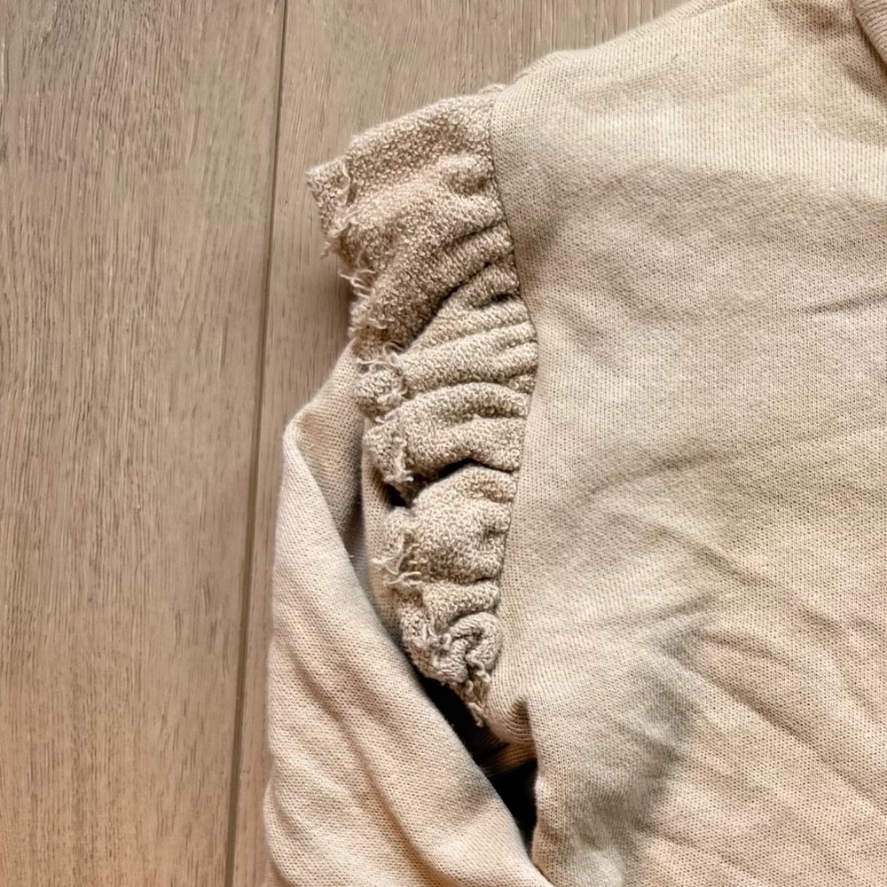LoveShackFancy Corinne Ruffle French Terry Neutral Tie Dye Sweatshirt Crop Med - Picture 6 of 6